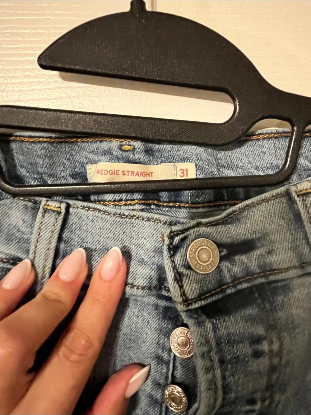 Levi's Light Blue Straight-Leg Distressed Jeans